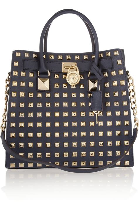 michael michael kors hamilton large tote black|michael kors hamilton studded tote.